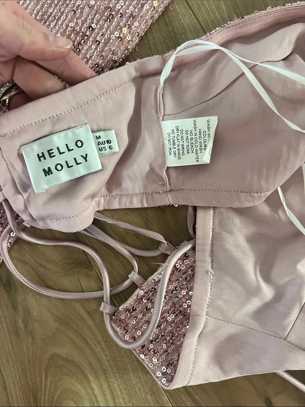 Hello Molly Pink Sequin Bandeau & Wide-Leg Pant Set